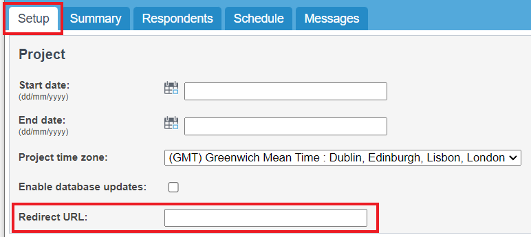 Snap WebHost setup tab with a red box highlighting the Redirect URL