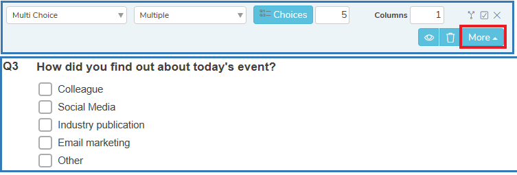 Multi Choice question with More menu highlighted