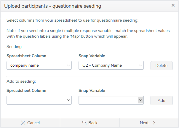 Upload Participants wizards on questionnaire seeding