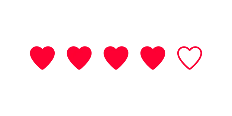 5 red heart rating