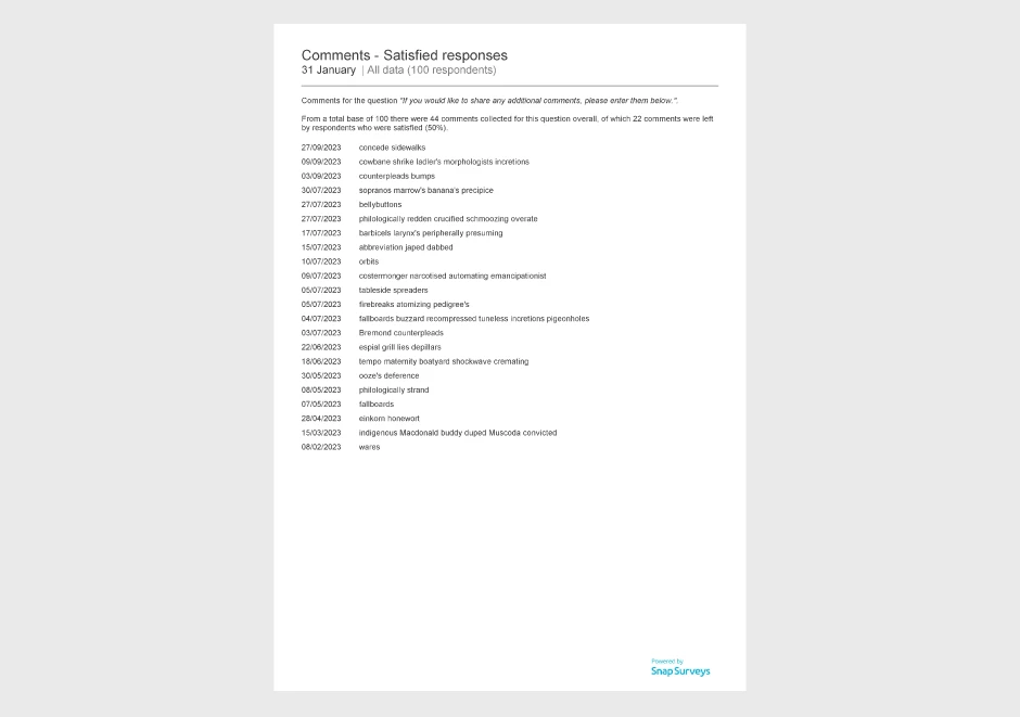 5 star rating report sample